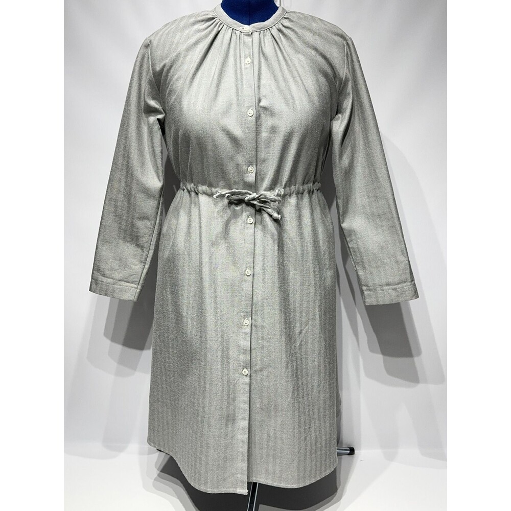 Gallego Desportes Gray Wool Oversized Victorian Style Long Sleeve Dress Women M